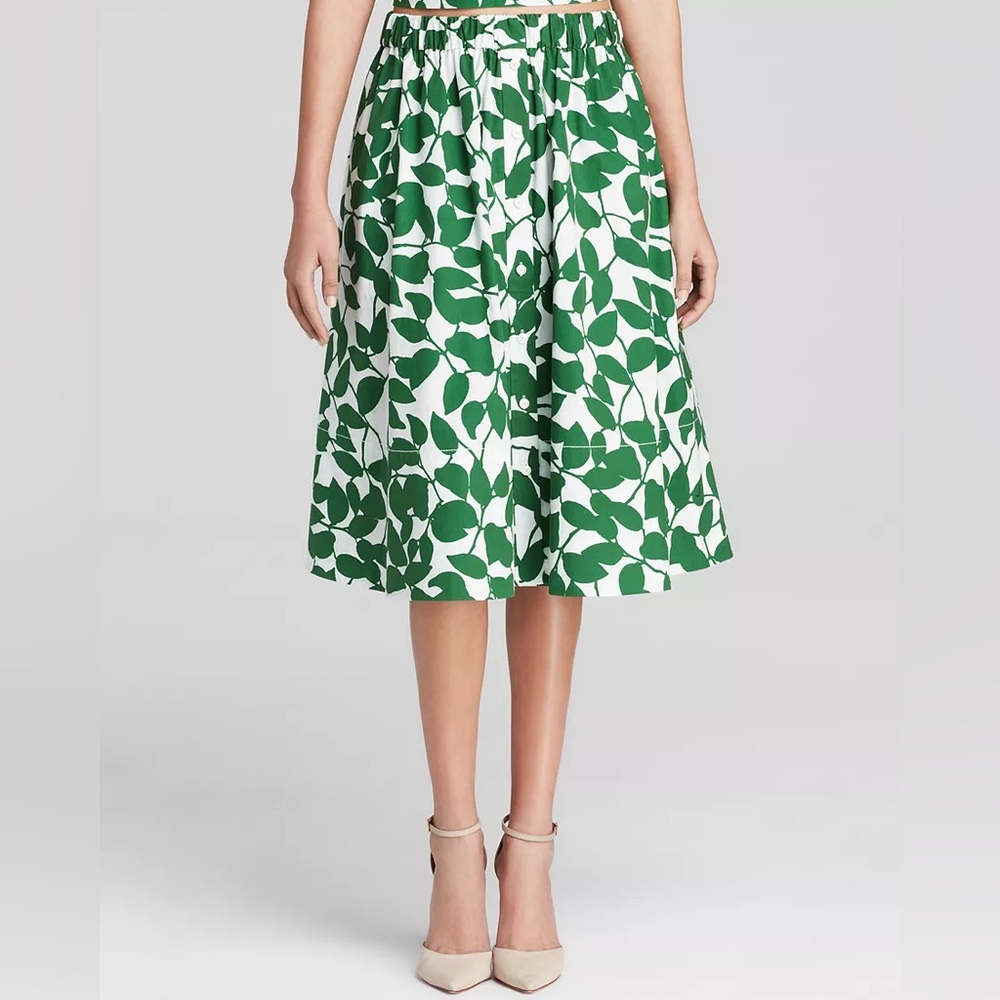 kate spade Green and White A-Line Midi Skirt